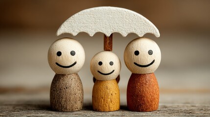 Family Protection Under Umbrella Symbolizing Security and Safety