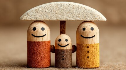 Happy Family Under Protective Umbrella Symbolizing Security