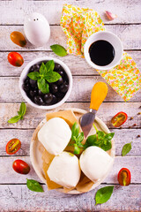 Traditional italian food - white ball mozzarella