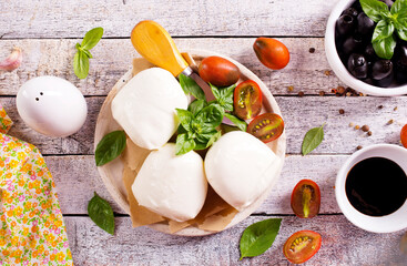 Traditional italian food - white ball mozzarella