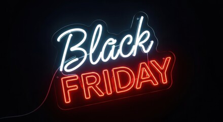 Black friday neon sign on for promotion template design