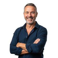 Smiling man with crossed arms isolated on transparent background