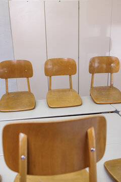 Chairs in a school are on the table
