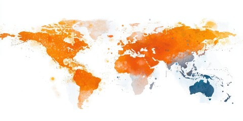 Sustainability resources policy concept. World map illustrated with vibrant colors and patterns highlighting different regions.