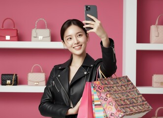 한국 쇼핑 및 선물 세일 콘셉트