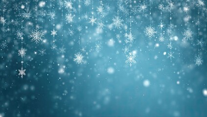 Obraz premium Teal Winter Background: Falling Snowflakes Design