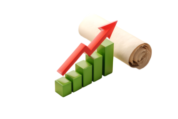 Achieve exponential growth with a modern chart and upward arrow, perfect for demonstrating business progress and success in presentations isolated on white background