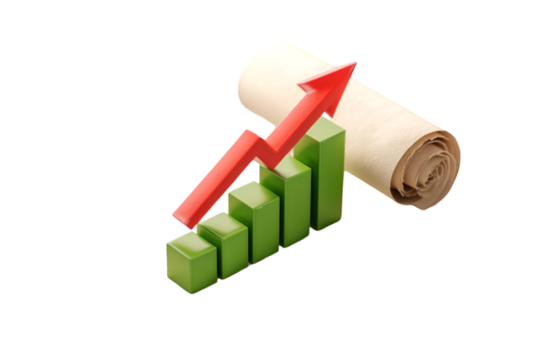 Achieve exponential growth with a modern chart and upward arrow, perfect for demonstrating business progress and success in presentations isolated on white background