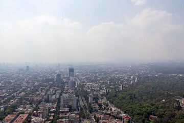 Vista aérea de la Ciudad de México, Paseo de la Reforma
