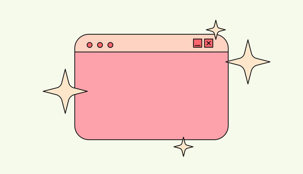 Retro Pink UI with Sparkles, Style Web Browser Frame