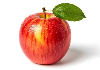 Studio shot of a perfectly fresh, glossy apple showcasing its crisp texture and brilliant coloring