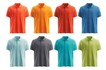 Neatly arranged polo shirt collection with detailed textile texture in catalog format showing front and back fashion views.jpeg