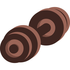 Brown Dumbbell For Weightlifting And Fitness Training Isolated On White Background