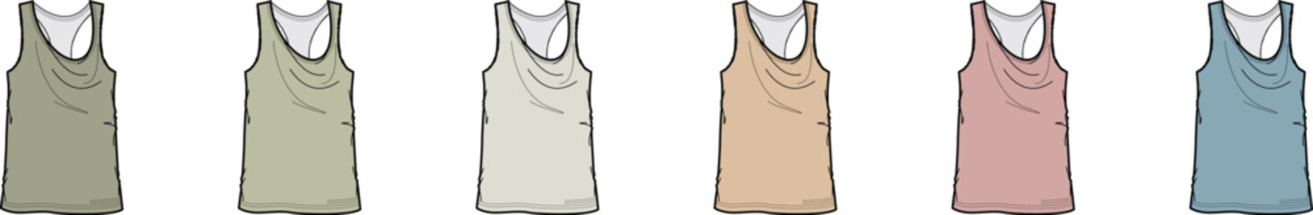 Diverse Tank Top Vector Art Collection of Stylish Sleeveless Apparel