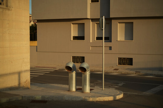 Sidewalk showing air tubes