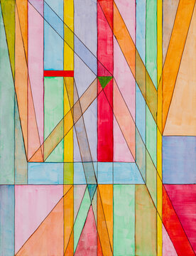 Colorful Geometric Patterns Create Vibrant Wall Art Design