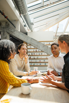 Contemporary office setting with a group of co-workers