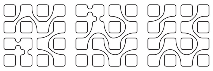 Set black metaballs isolated on a white background. Modern contemporary geometric shapes and elements. Vector illustration