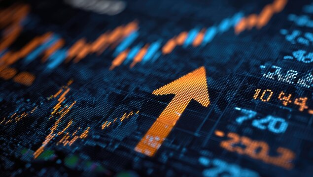 Financial Market Data Screen Showing Growth
