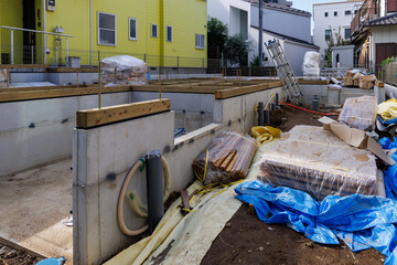 建築中の住宅の土台部分