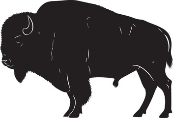 American Bison Silhouette Collection – Black Buffalo Icons in Varied Poses on White Background