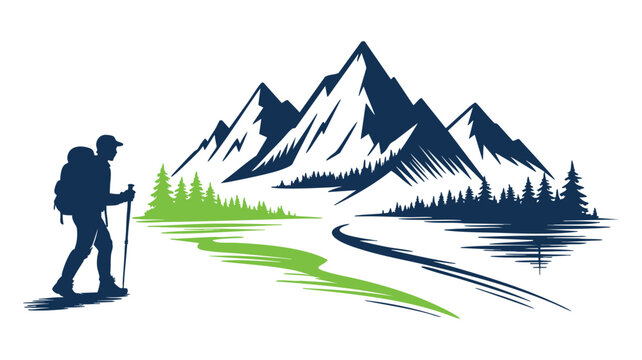 Mountain trekker nature journey