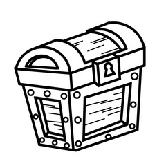 Treasure chest drawing, black lines on white background.