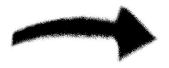 black curved grunge arrow with rough sketched edges in transparent background, bold curve arrow icon with distressed black texture, abstract bent arrow shape with grunge hand drawn look