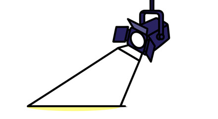 Spotlight Illumination: A vibrant illustration showcasing a single spotlight casting a beam of bright light upon a surface.