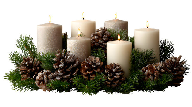 Advent Candle Arrangement, isolated on transparent background