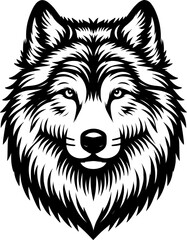 Gray Wolf Head Engraving Vector – Detailed Vintage Wildlife Illustration
