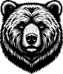 Grizzly Bear Head Engraving Vector – Vintage Wilderness Wildlife Illustration
