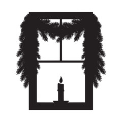 Christmas Window Candle Holiday Winter Decoration Silhouette