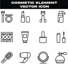 Collection of cosmetic elements and beauty tools as vector illustrations for design