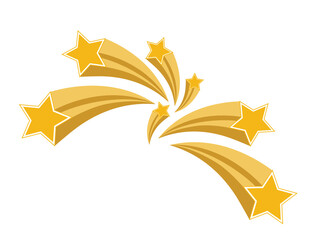 Curved Flow of Glowing Golden Stars in Motion