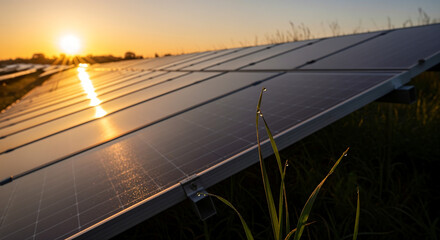 Solar Panels at Sunset A Sustainable Energy Perspective on Renewable Power and Environmental Conservation