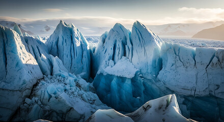 Majestic blue ice formations in arctic landscape