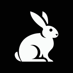rabbit logo vector icon on black background