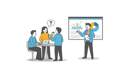 Business Meeting with Financial Chart Presentation Teamwork Data Analysis and Strategy Discussion for Growth