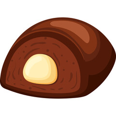 Delicious Chocolate Cake Roll With Cream Filling Isolated On Transparent Background Pixel Art Style