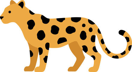 Simple Flat Illustration of a Spotted Leopard Wild Cat Animal