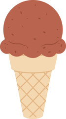 Flat Illustration Delicious Chocolate Ice Cream Cone Dessert Icon