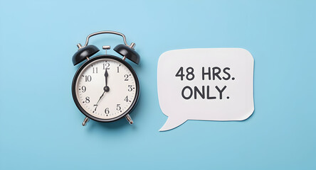 Alarm Clock and Speech Bubble 48 Hours Only