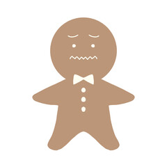 困った顔のジンジャーブレッドのイラスト