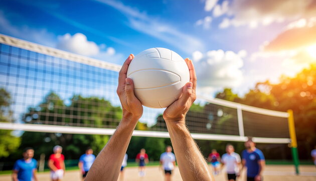 Outdoor Volleyball Setter Hands Ready for the Set