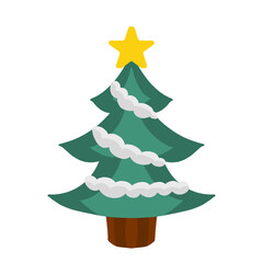 雪を飾りつけたクリスマスツリーのイラスト