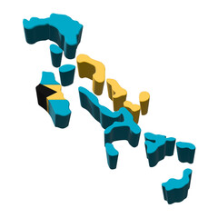 Island Map of Bahamas with Flag Overlay on Archipelago Silhouette


