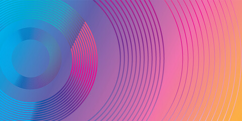 Abstract Concentric Circles with Gradient Colors: Blue Purple Pink and Orange.