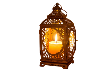 Decorative Farmhouse Candle Lantern in Rustic Wooden Style transparent background.