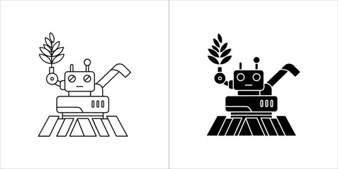 Fototapeta premium Agriculture robot icon for smart farming concept